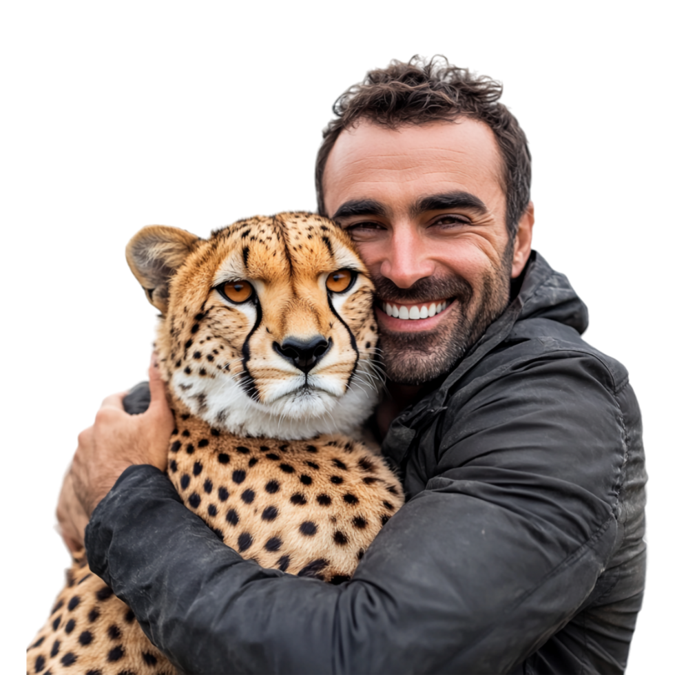 cheetah with young man image png