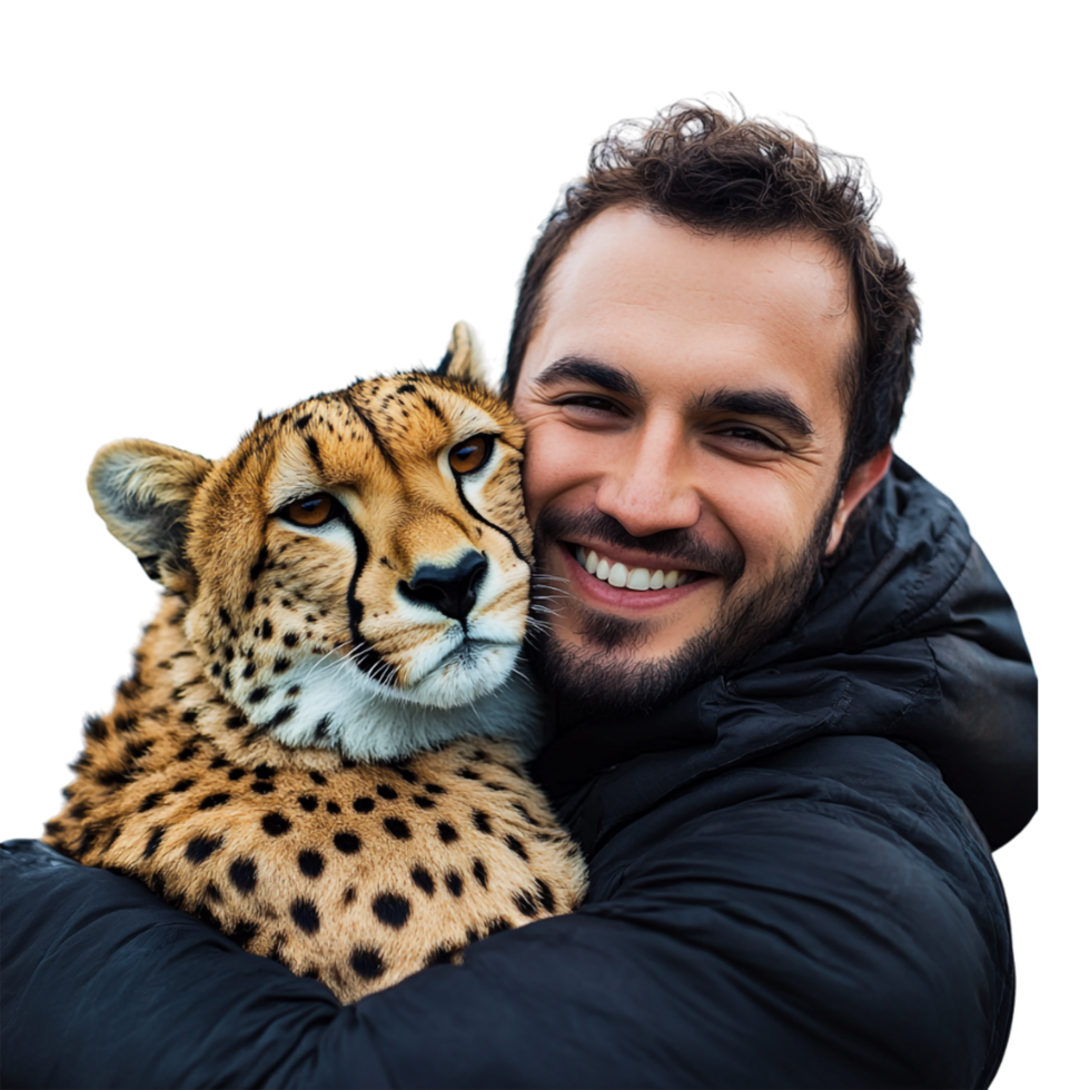 cheetah with man transparent background png