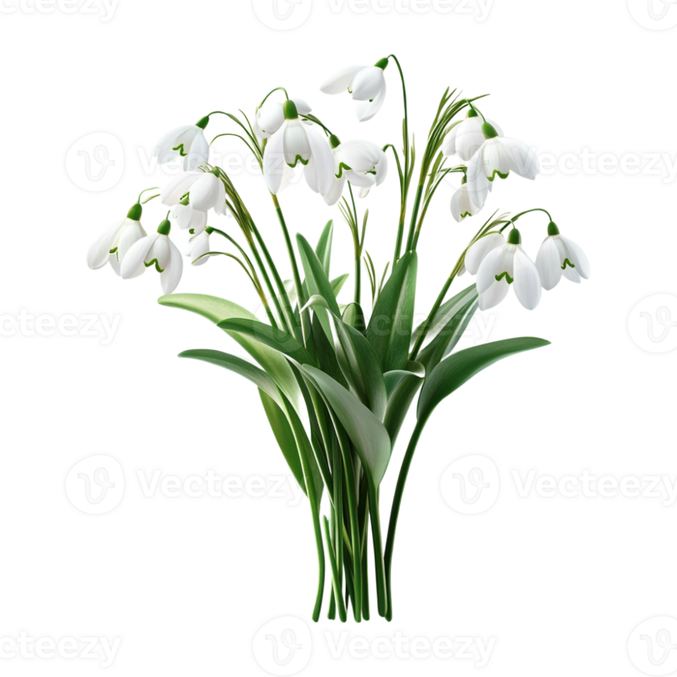 bouquet of snowdrops on a transparent background png