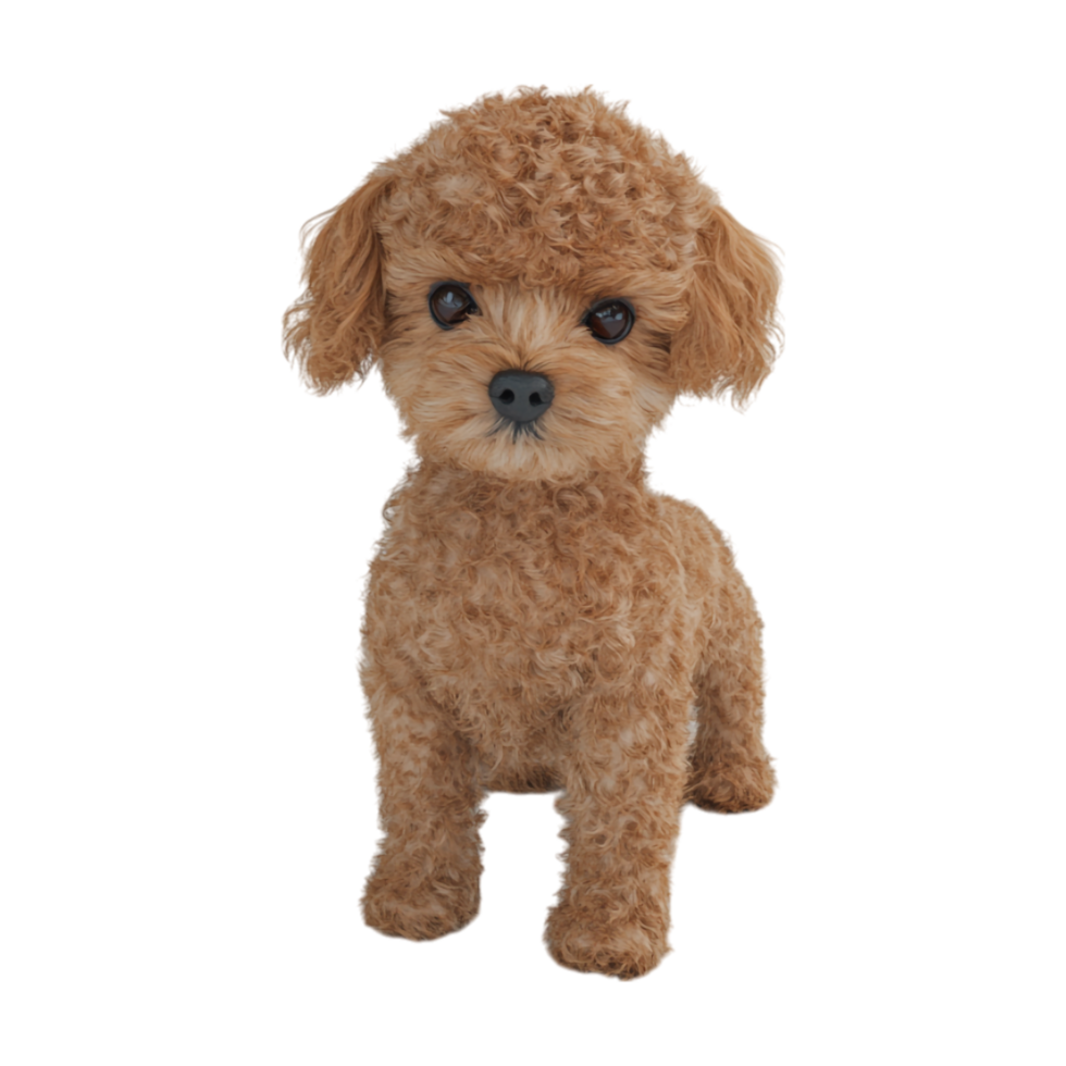 A toy poodle is shown on a transparent background png