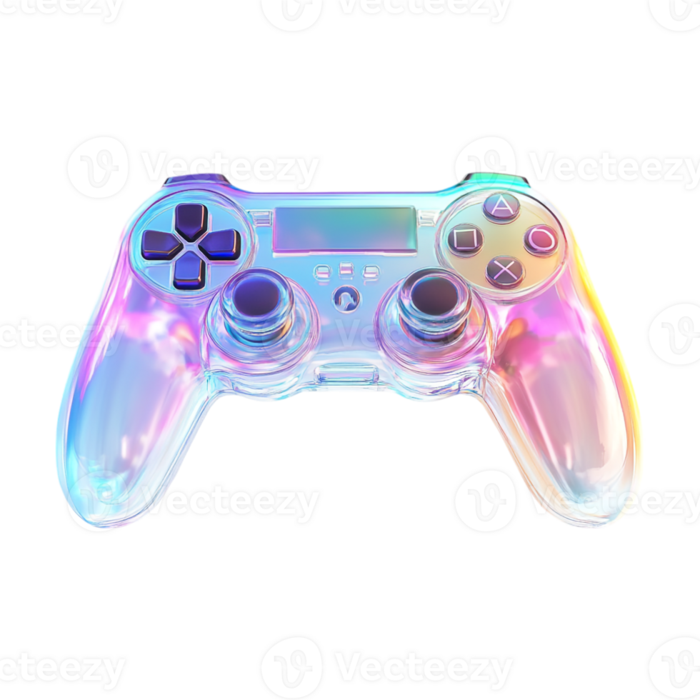 A game controller with a rainbow colored plastic png