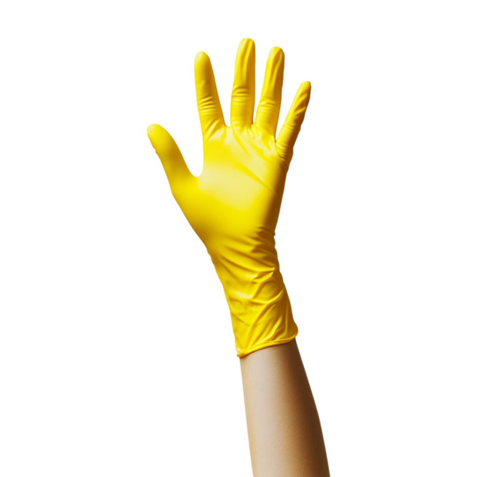 vertical yellow latex glove on a transparent background png