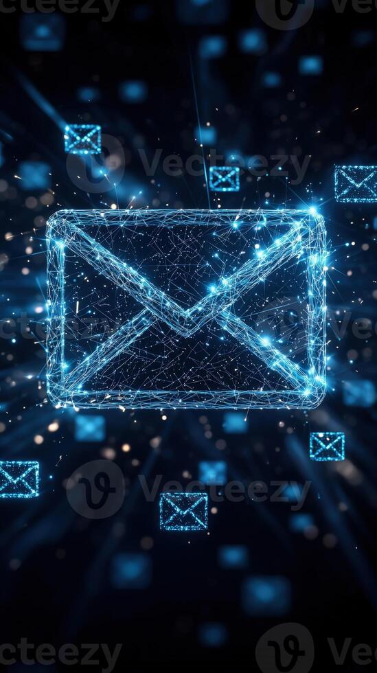 Digital email communication concept with 3d rendering and network connections photo