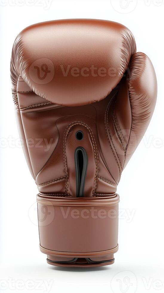 Brown boxing glove on white background for sports and fitness themes photo