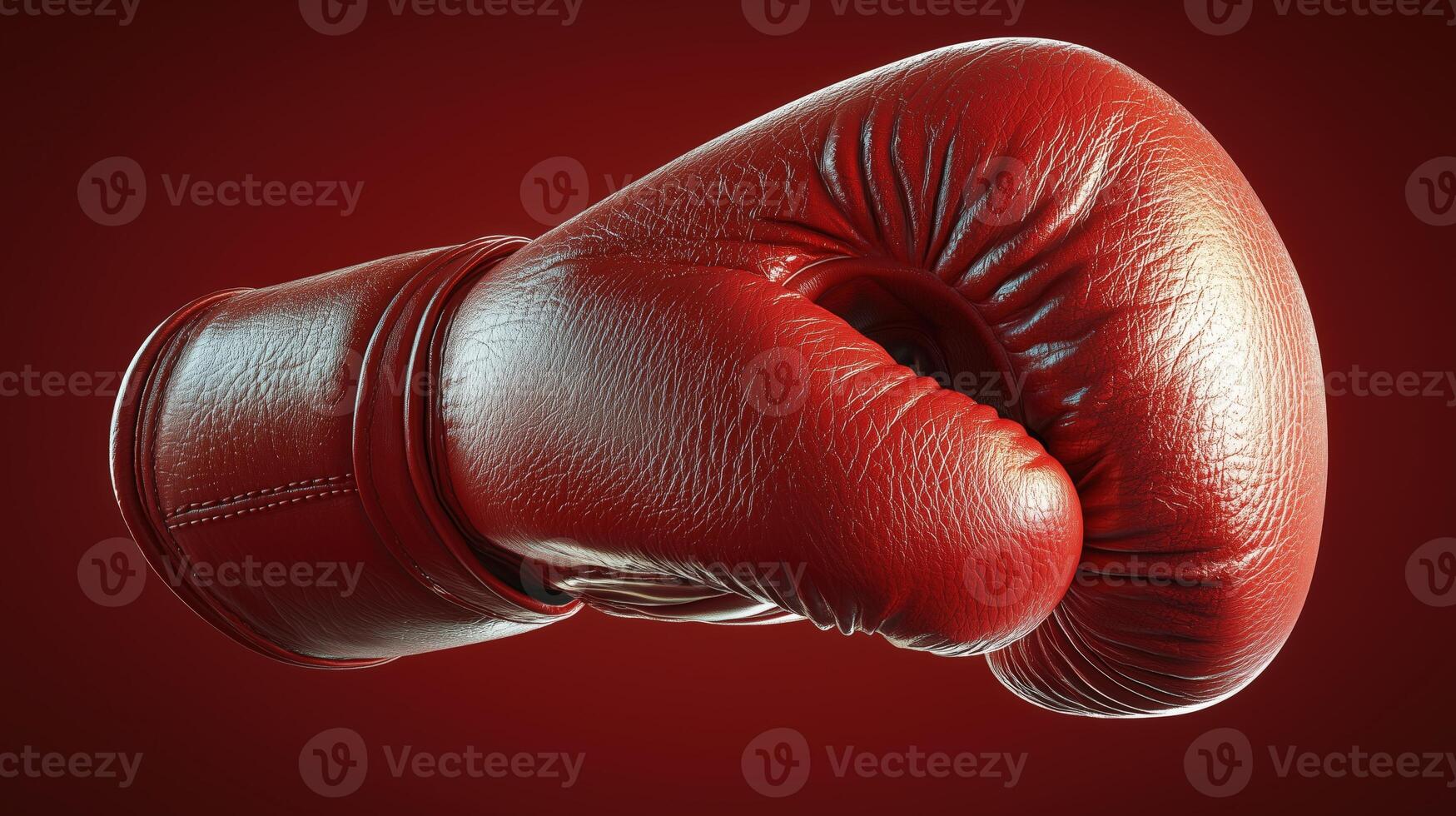 Red leather boxing glove isolated on dark background for sports image photo