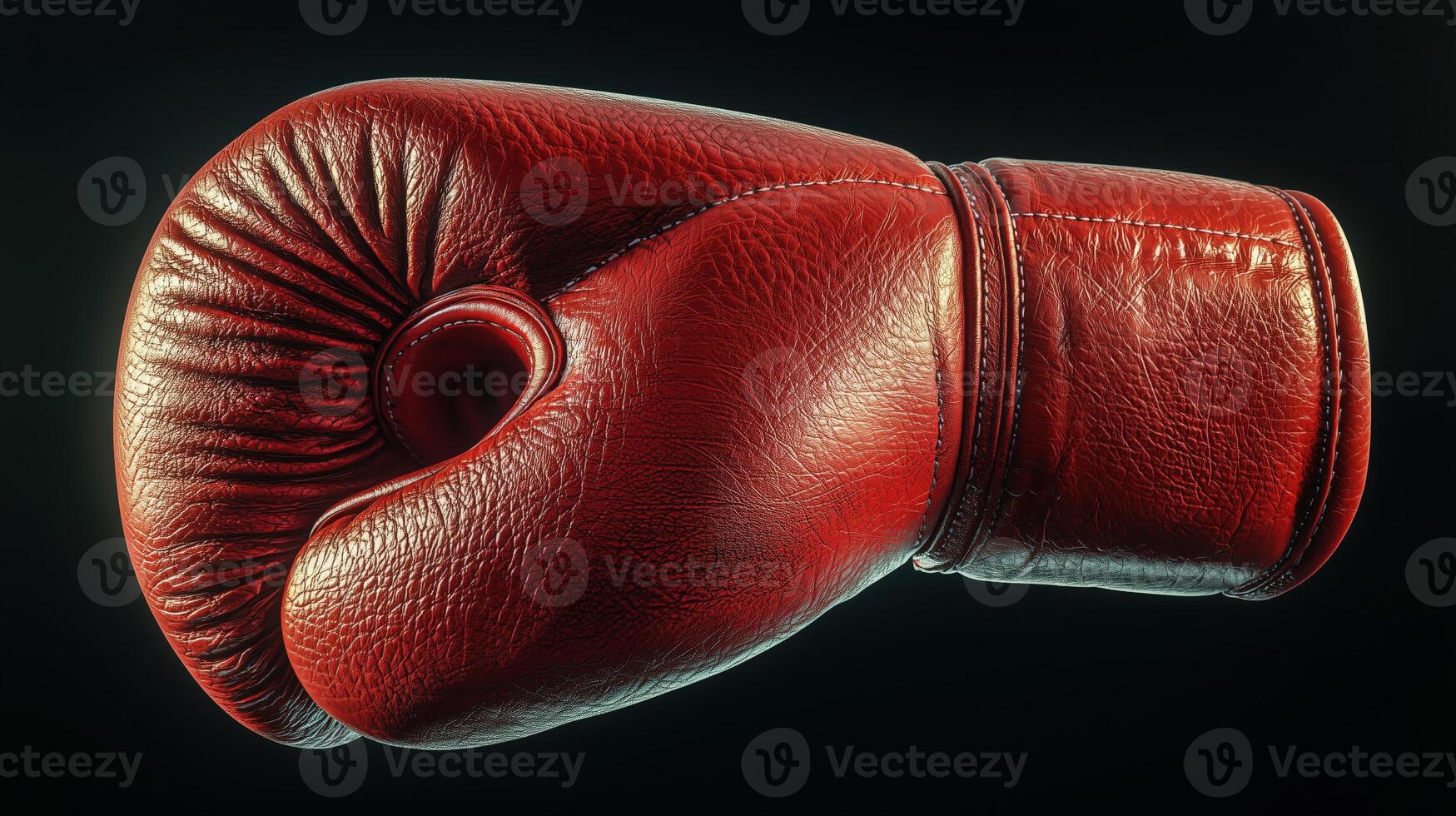 Close-up of a red boxing glove on a dark background photo