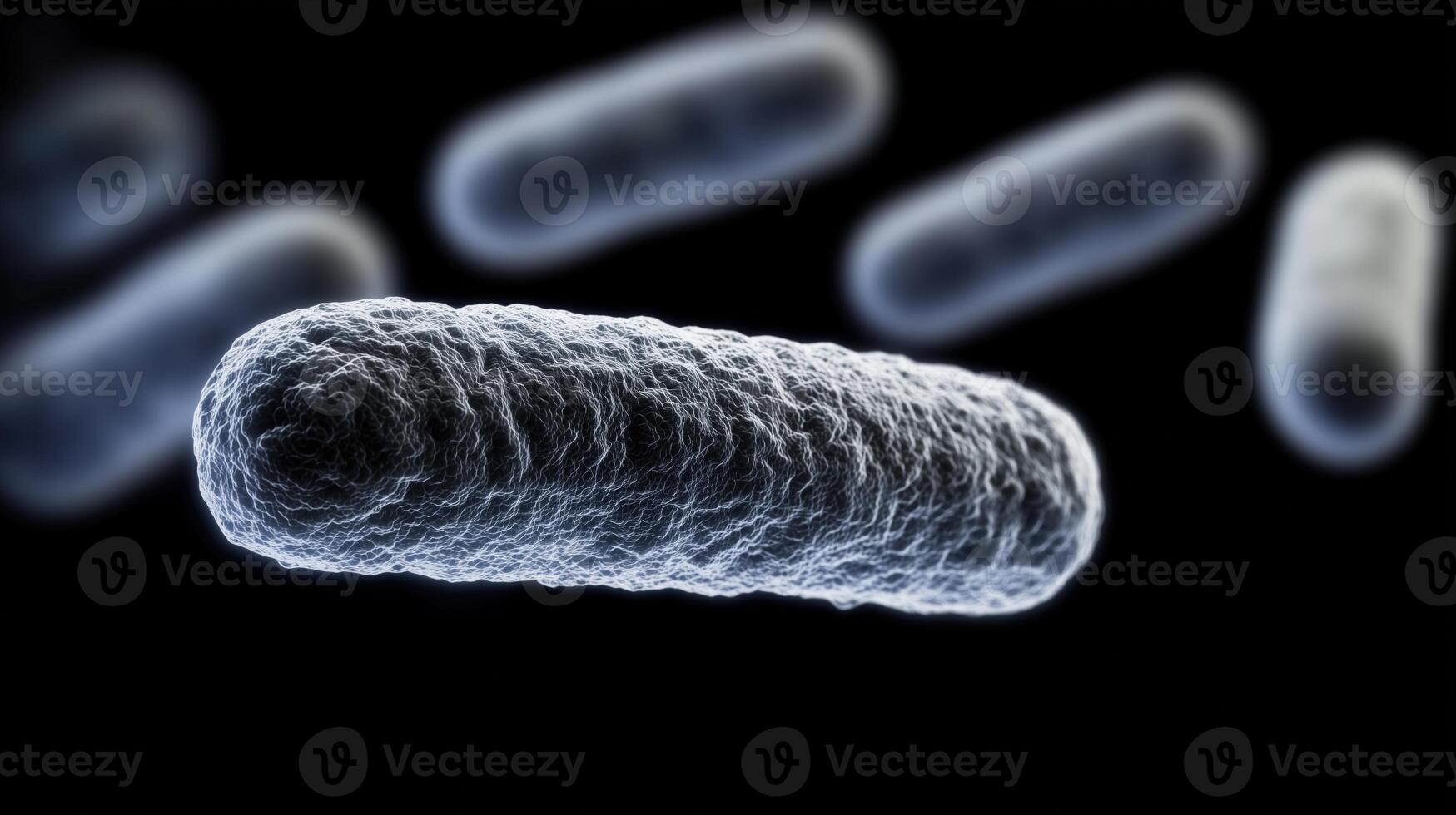 Close-up view of bacteria under digital microscope with black background photo