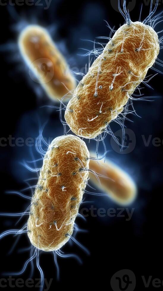 Close-up image of bacteria under microscope in vibrant scientific illustration photo