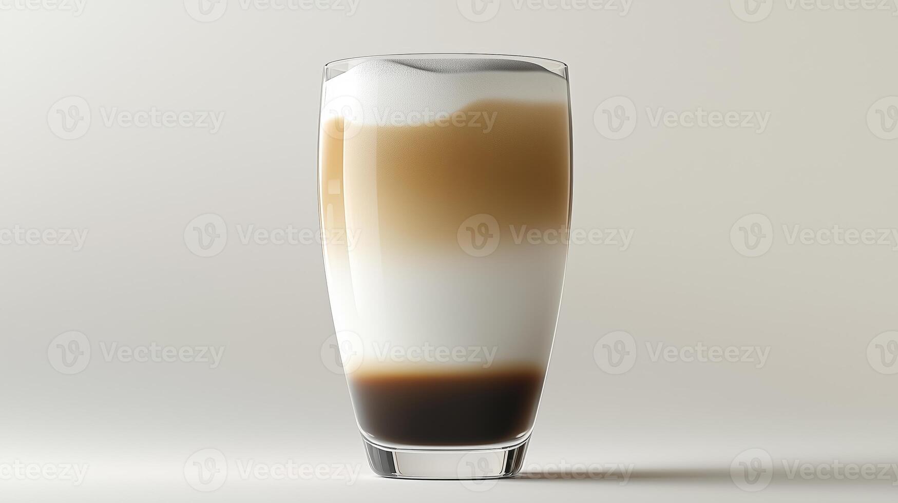 Layered coffee drink with milk and espresso in a glass photo