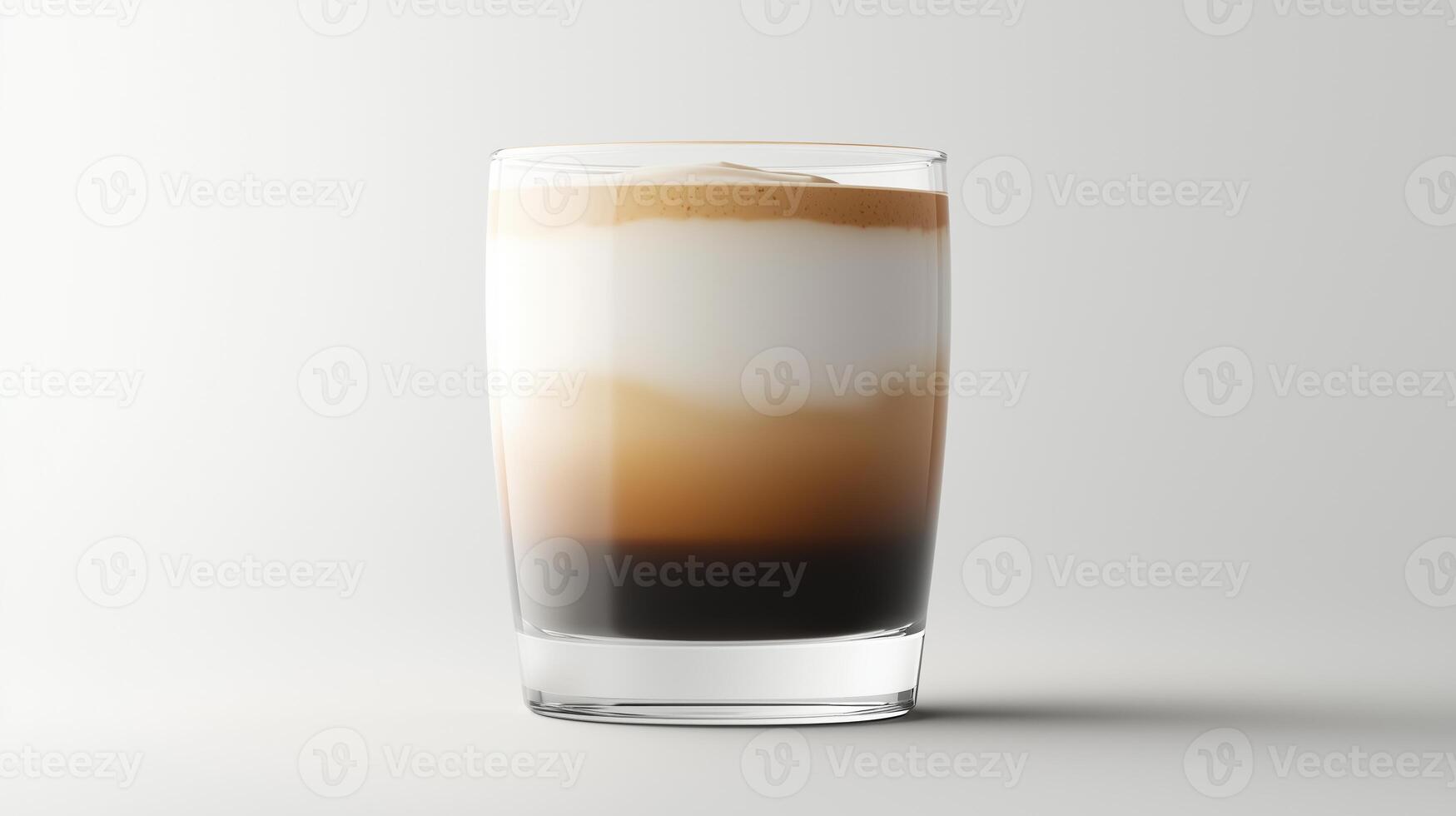 Layered coffee drink in a glass with cream and espresso photo