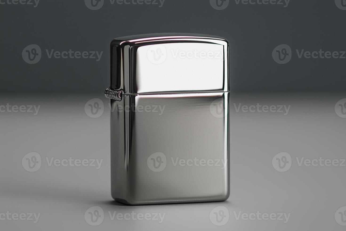 Polished metal lighter with smooth silver finish on minimalist background photo