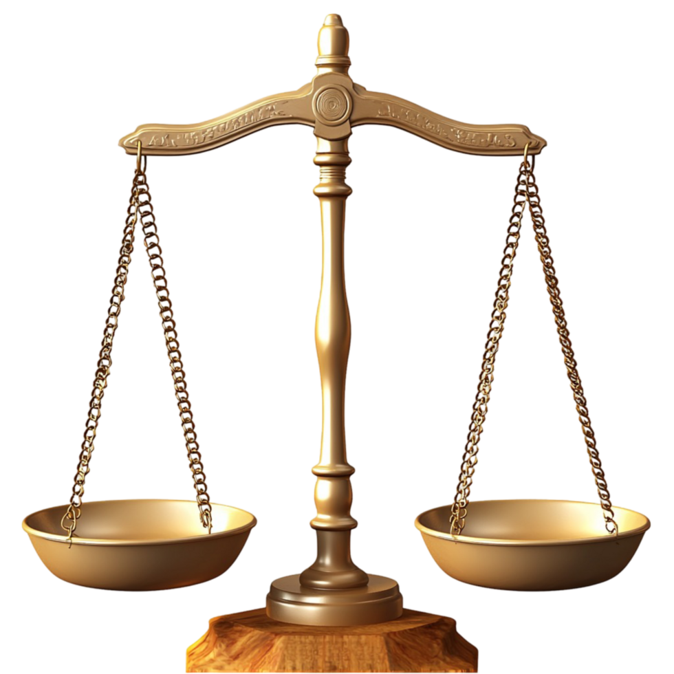 Golden balance scale symbolizing justice and equality png