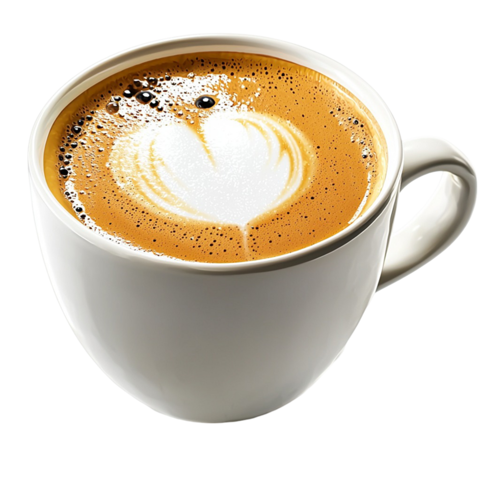 cup of latte with a delicate heart design png