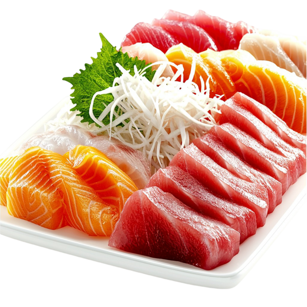 sashimi platter with salmon and tuna slices png