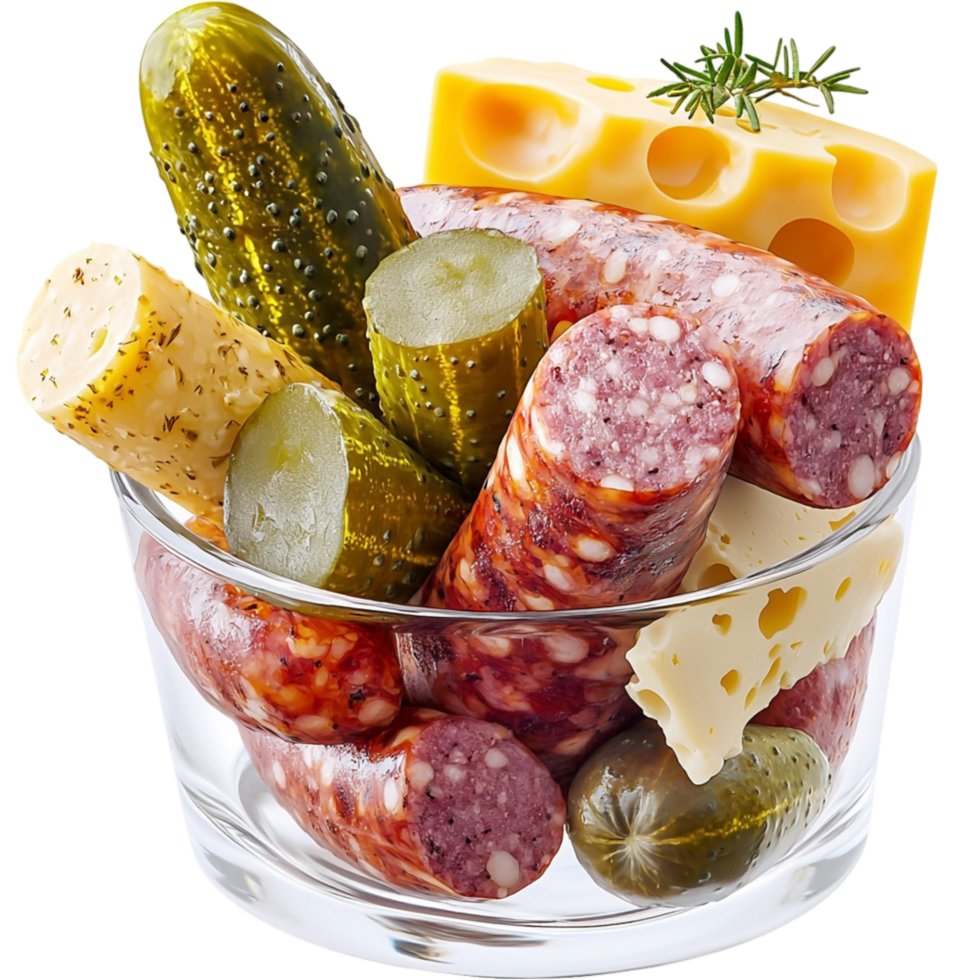 assortment of cheese meat and pickles png
