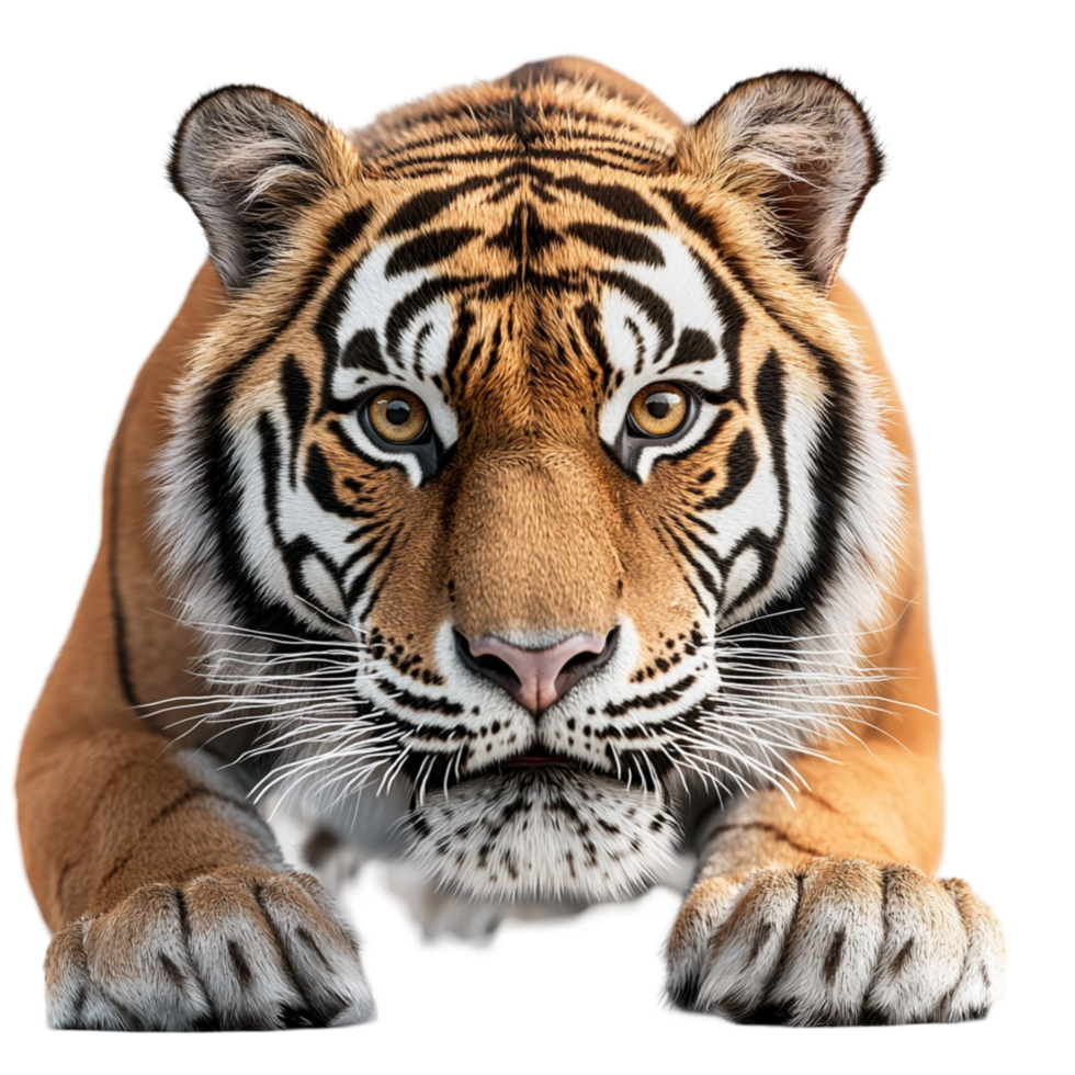 Powerful tiger stares with piercing eyes png