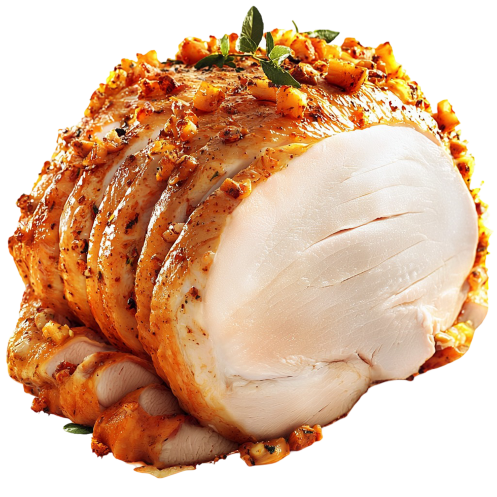 Juicy roasted pork roll with golden brown seasoning png