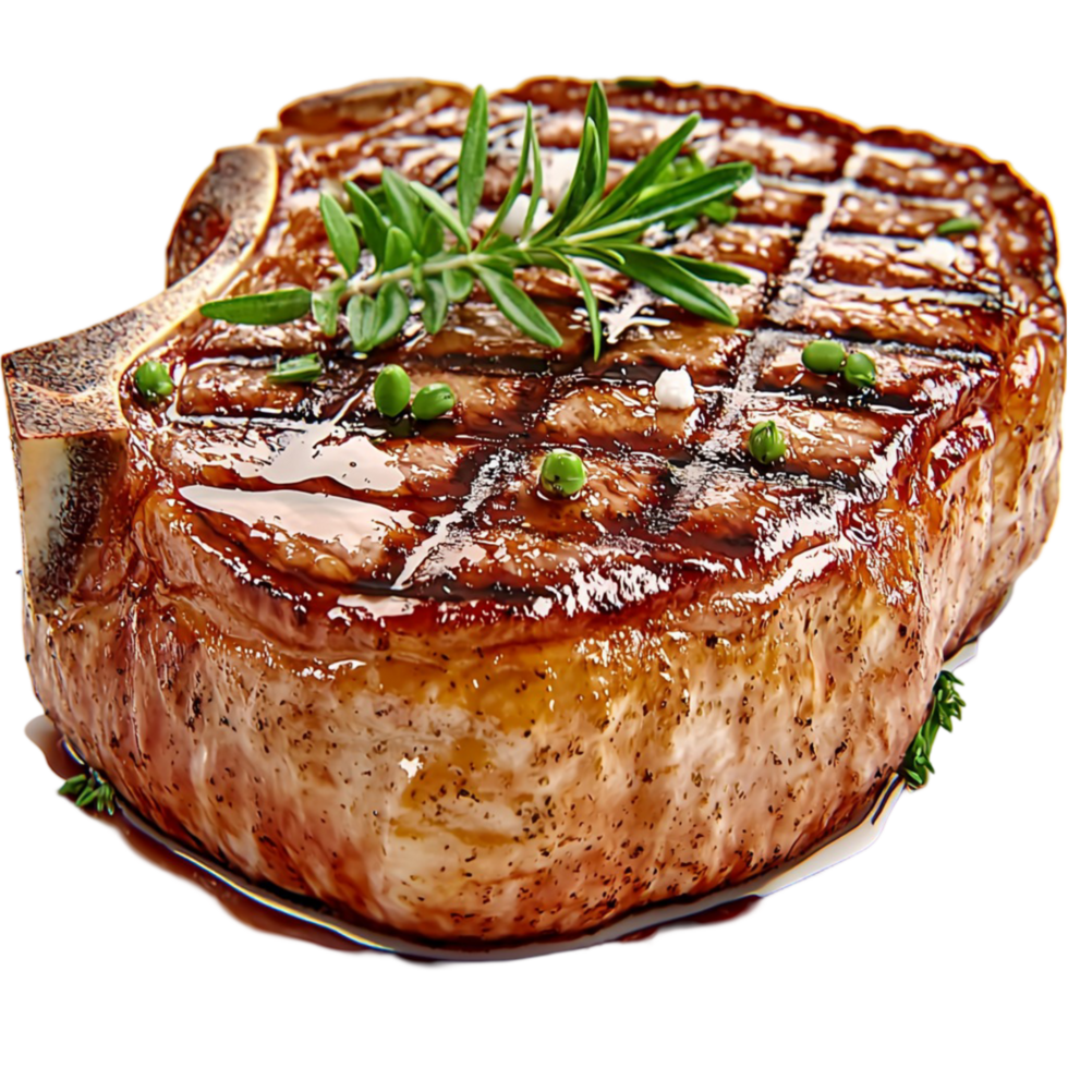 Grilled steak with rosemary and juicy texture png