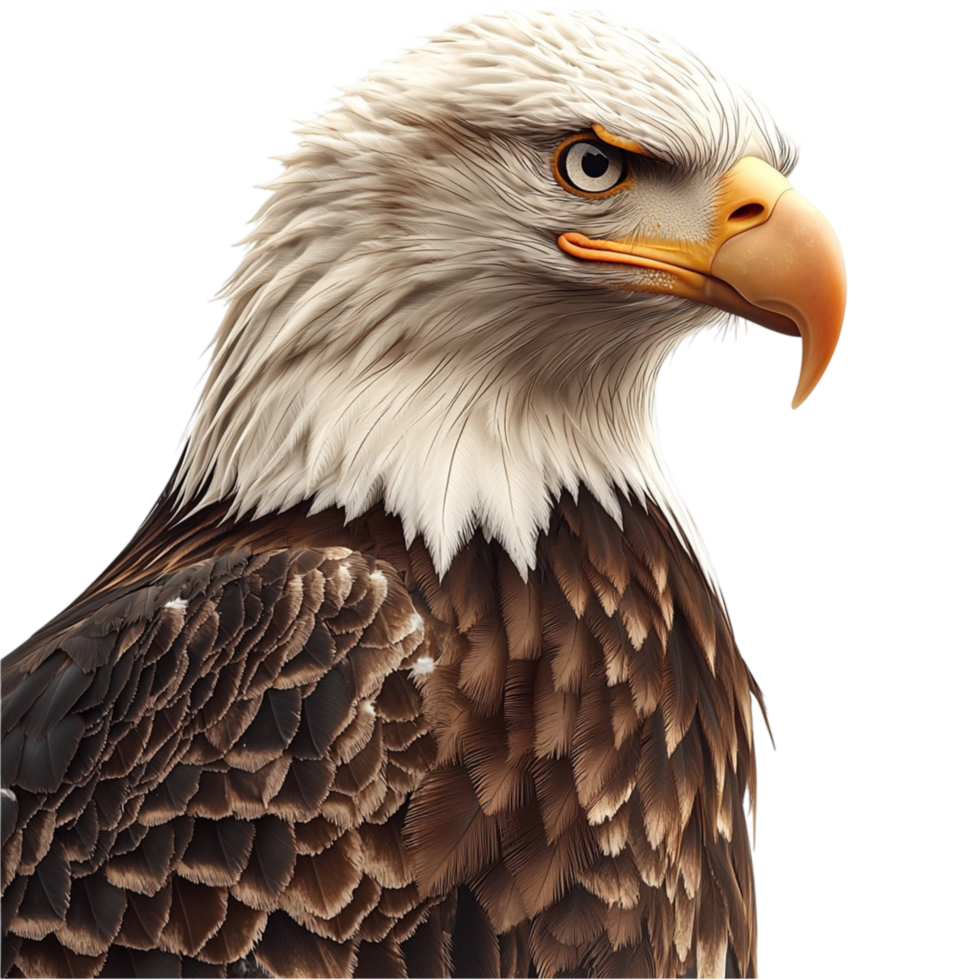 Bald eagle gazes with fierce determination png