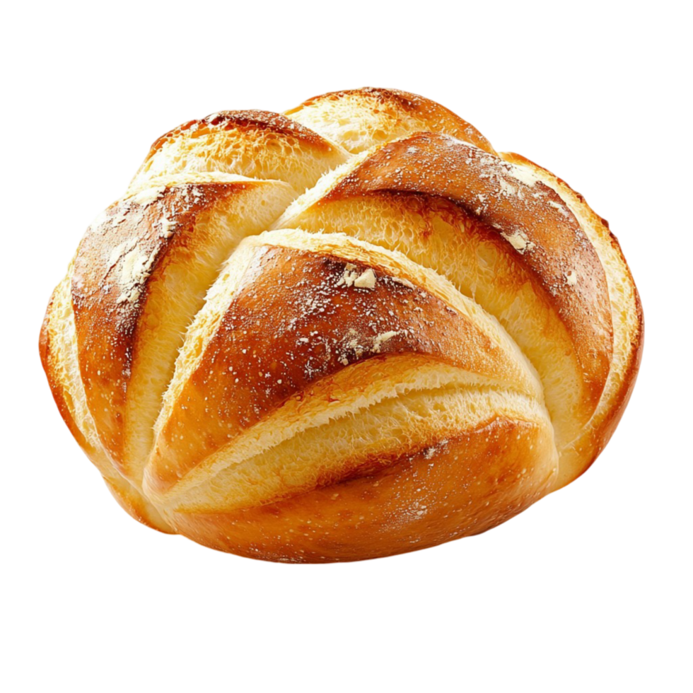 golden braided bread with a crust and a dusting of sugar png