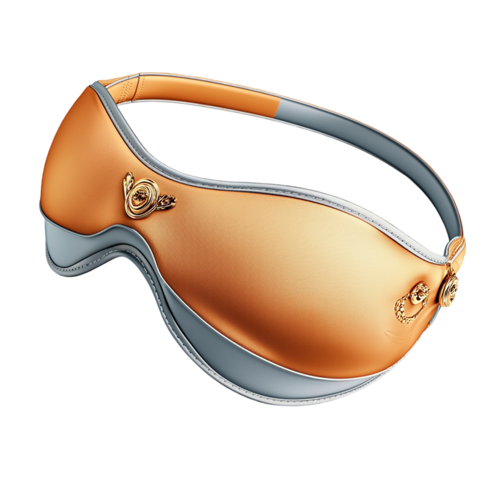 Futuristic orange and silver protective eye mask with a sleek design png