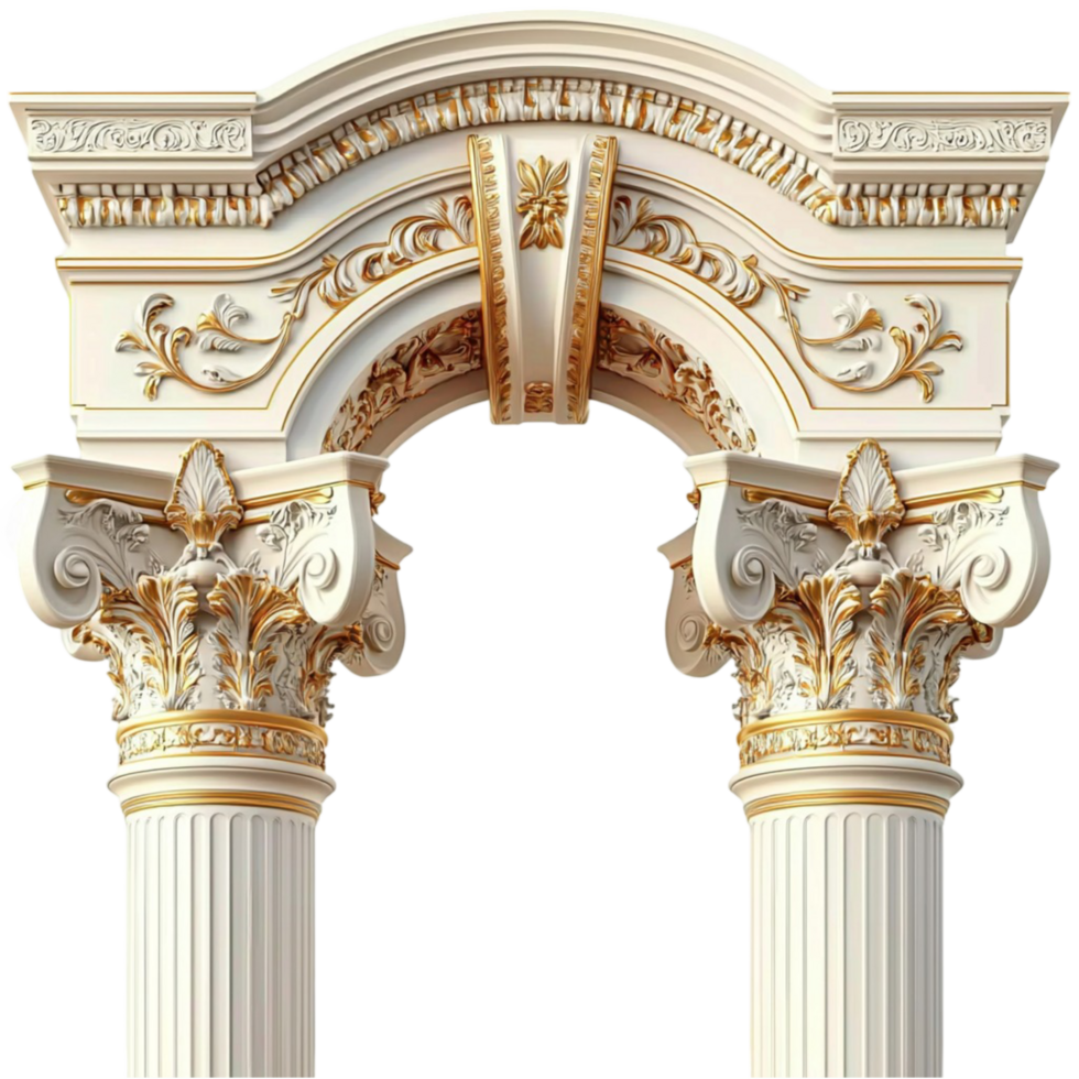 architectural archway with intricate gold detailing and columns png
