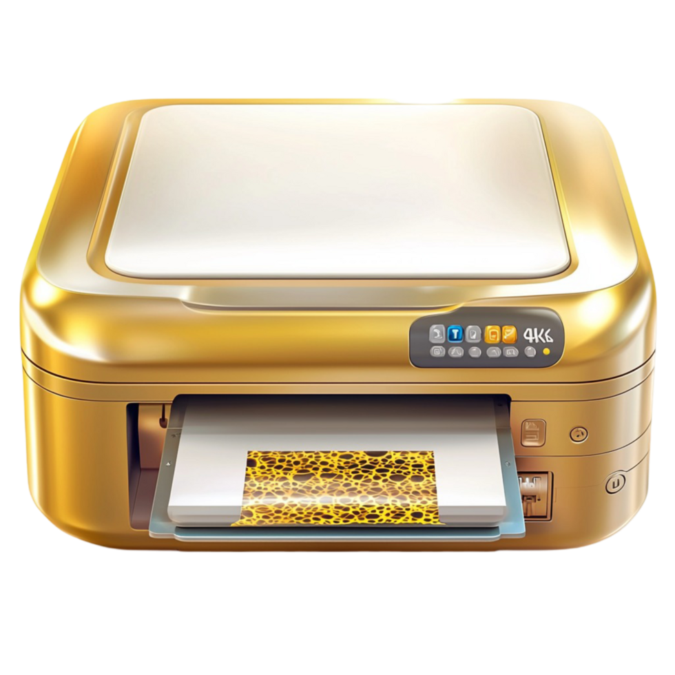golden printer with a sleek design and high quality printing output png