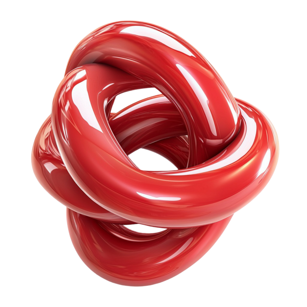Glossy red twisted sculpture with an abstract looping design png