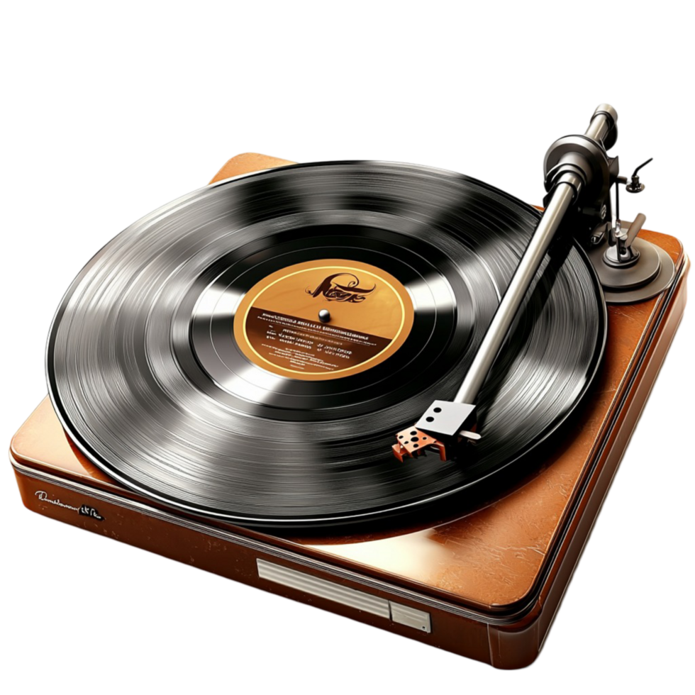 vinyl record player with a spinning black disc png