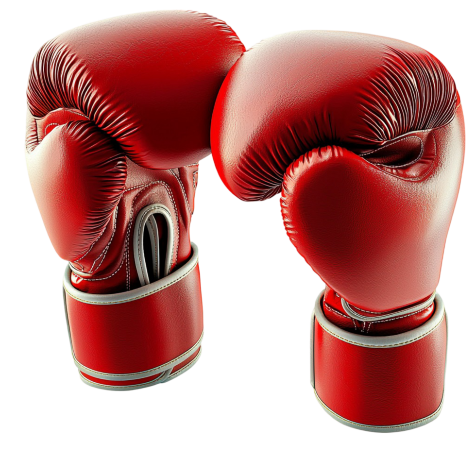 Red boxing gloves with thick padding and strong wrist straps png