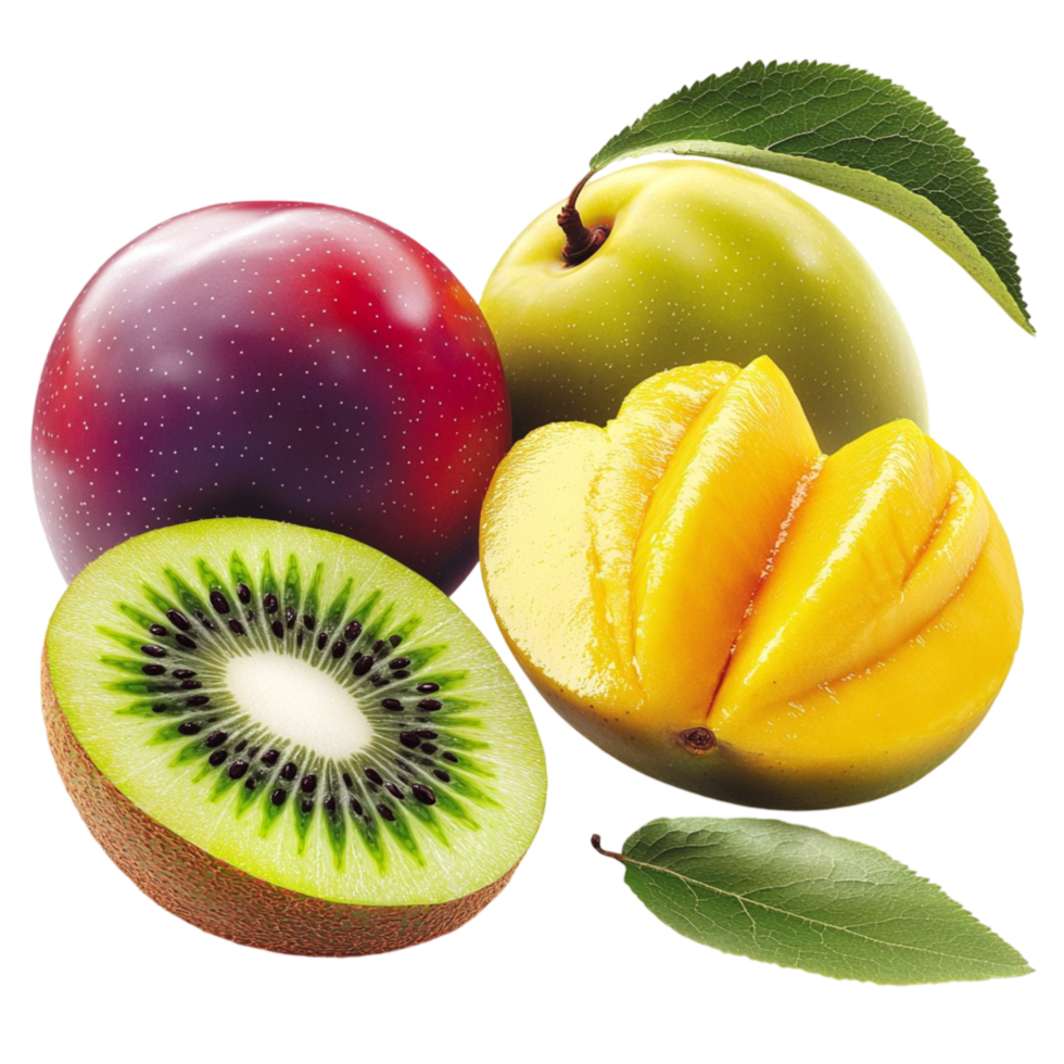 assorted fruits including kiwi mango and apples png