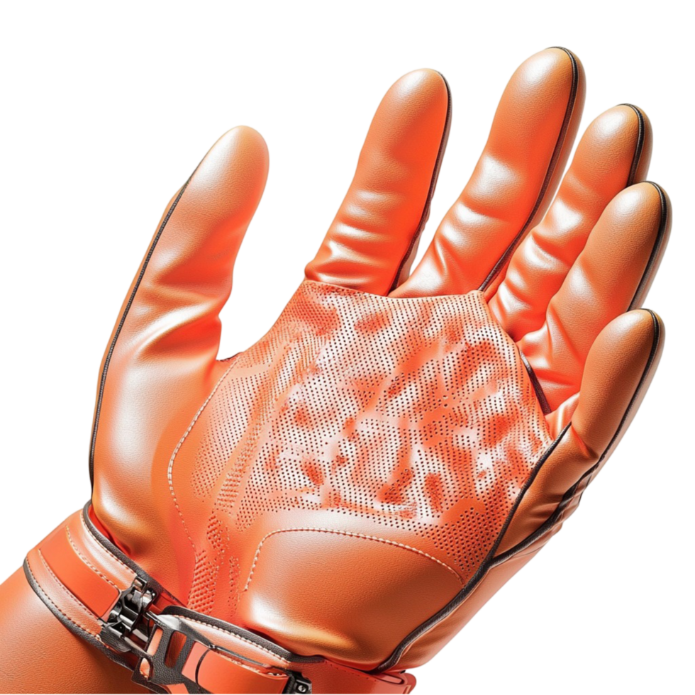 Futuristic robotic hand with intricate glowing patterns png