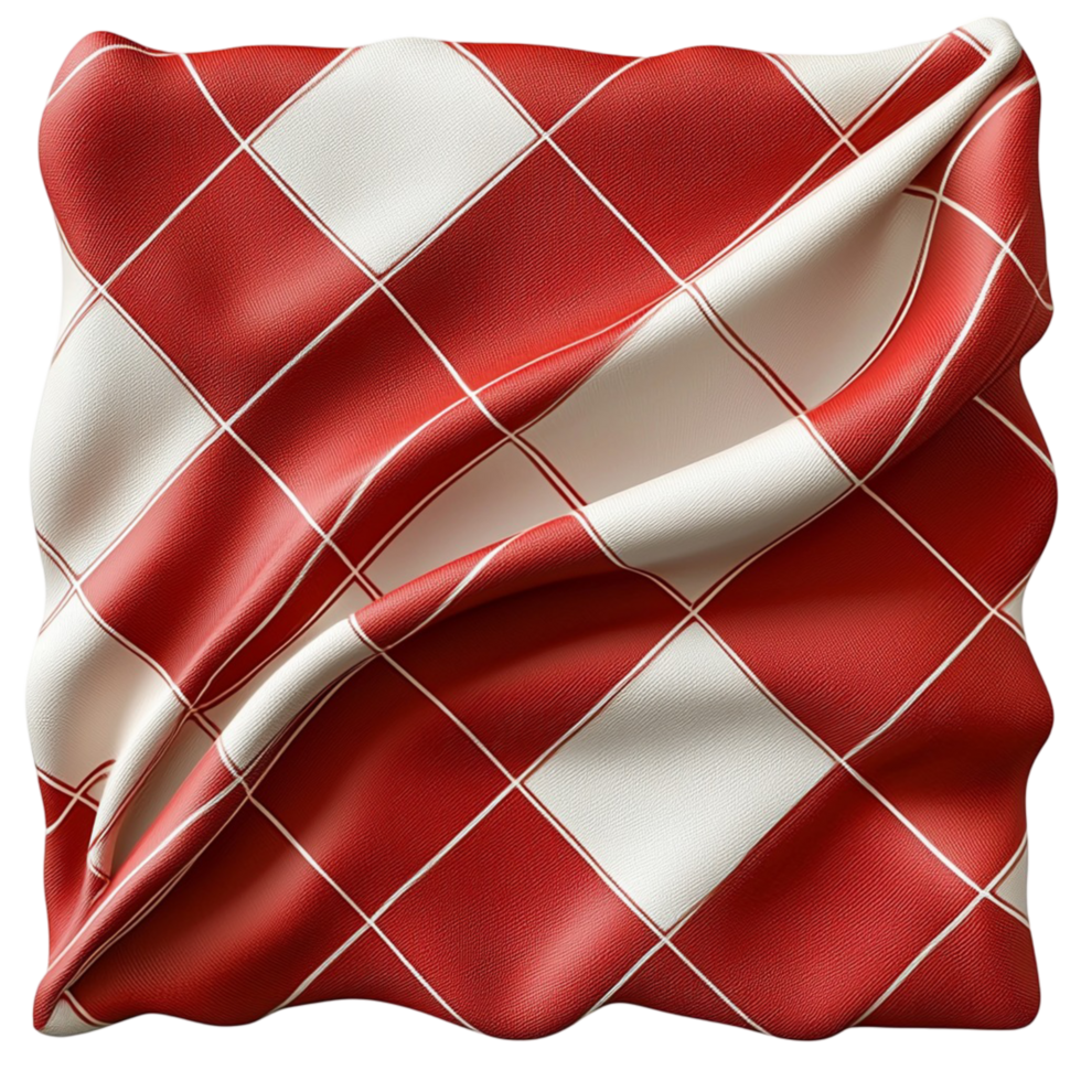 Red and white checkered fabric with and folds png