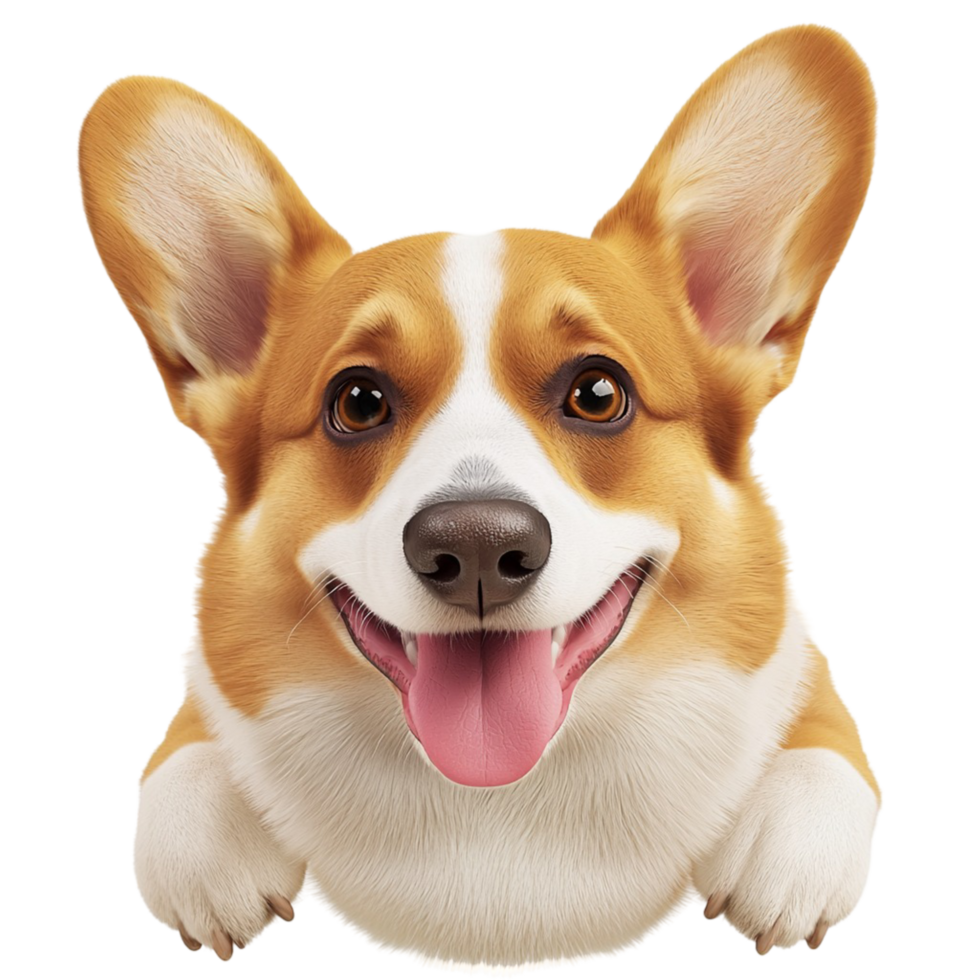 Happy corgi dog with large ears and a cheerful expression png