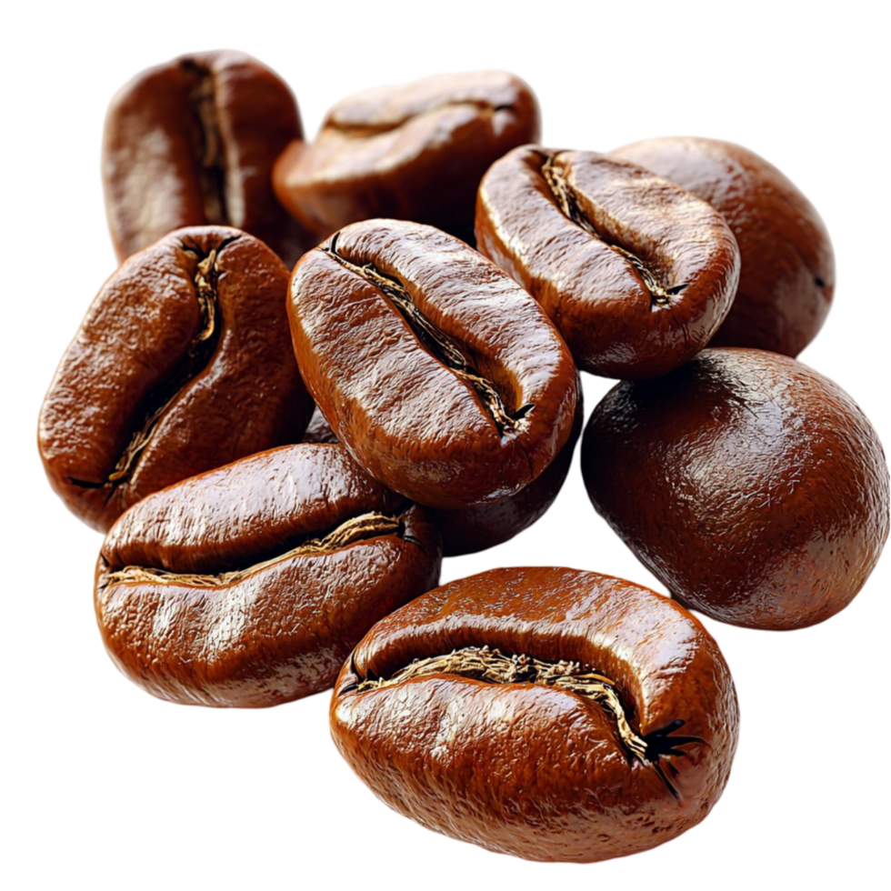 Roasted coffee beans with a and aromatic texture png