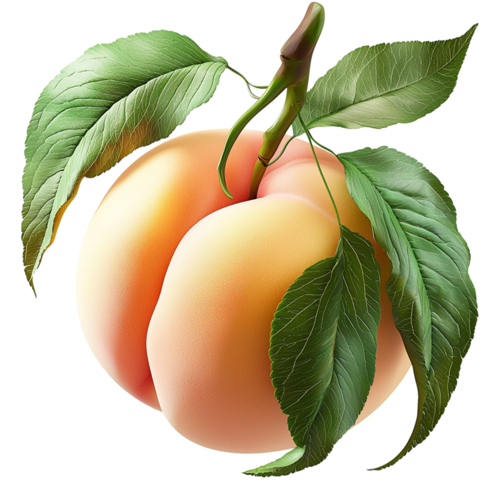 Ripe and juicy peaches hanging from a tree branch png