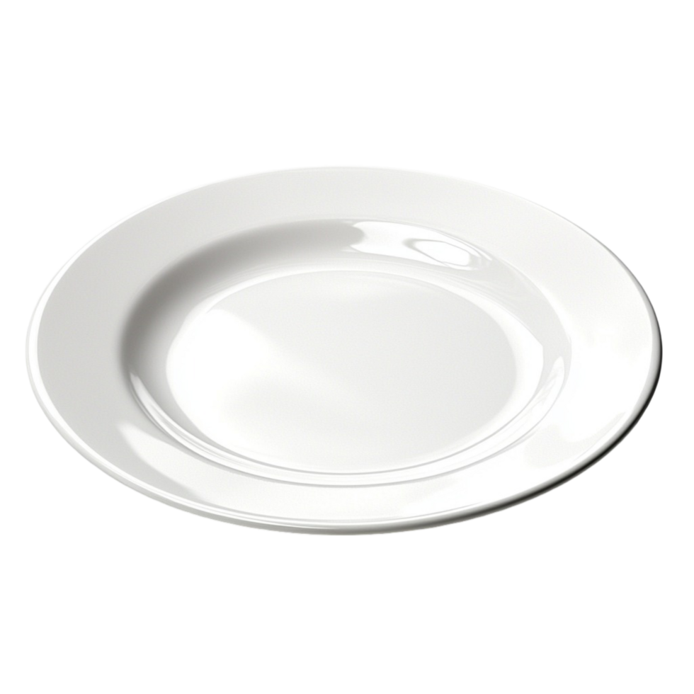White ceramic plate with a surface and a slightly raised rim png