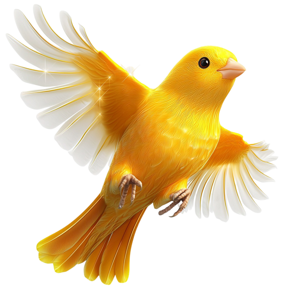 yellow canary soaring with wings wide open png