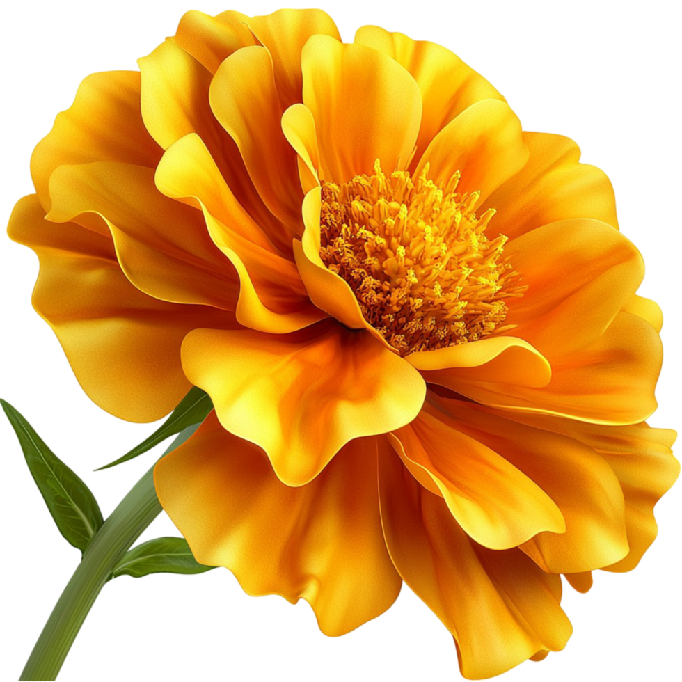Beautiful orange marigold flower blooming with layered petals png