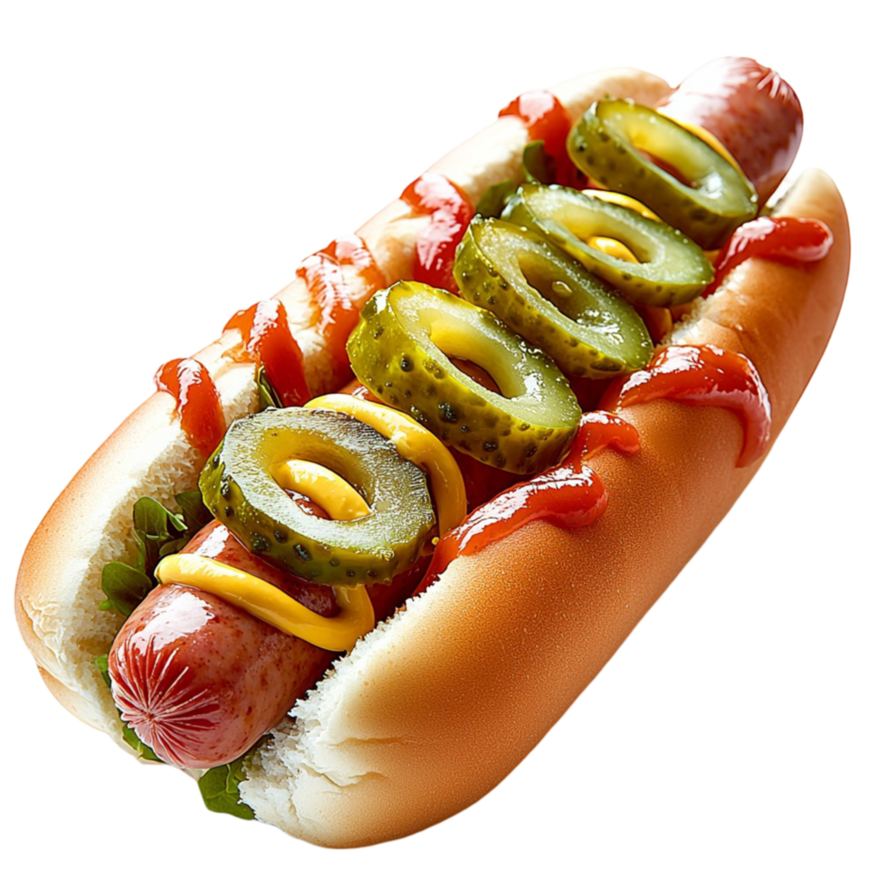 hot dog topped with jalapenos bacon and mustard drizzle png
