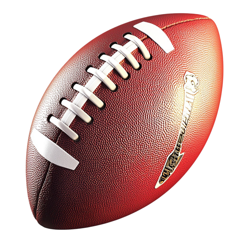 Shiny red and white football reflecting light with a design png