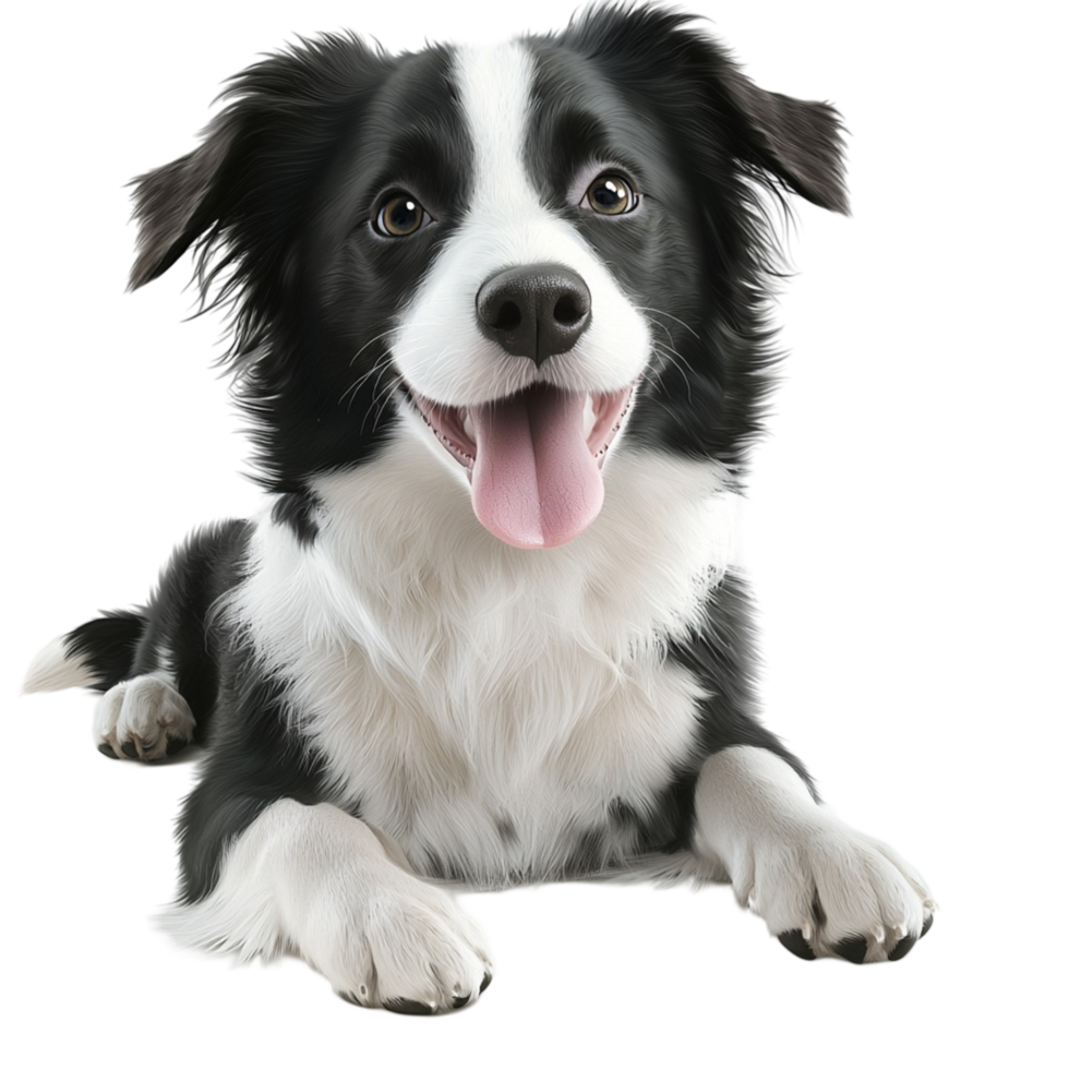 Adorable black and white border collie puppy a happy expression png