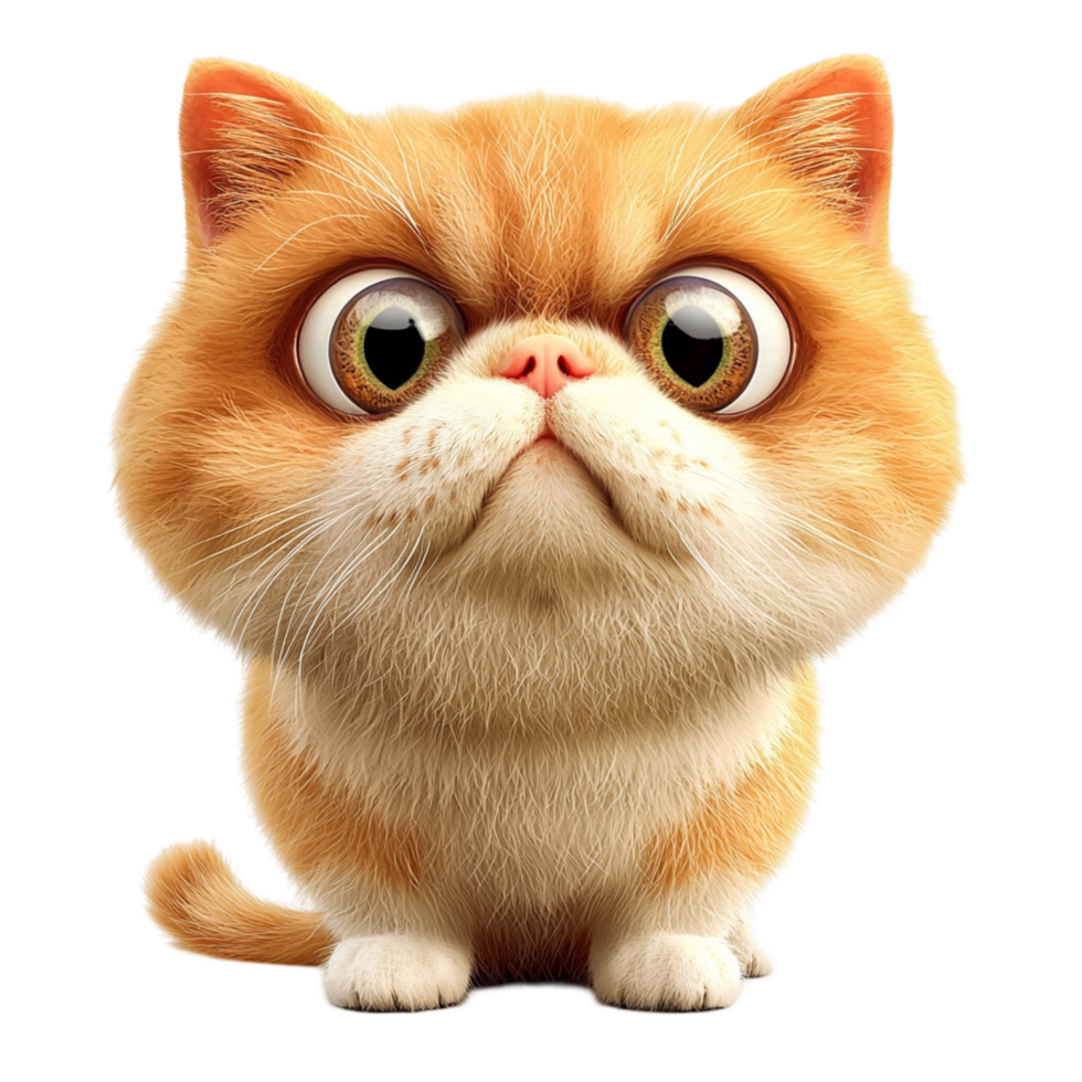 Adorable fluffy Persian cat with big round eyes and a chubby face png