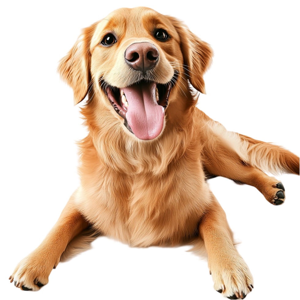 Happy golden retriever dog with a joyful expression and wagging tongue png