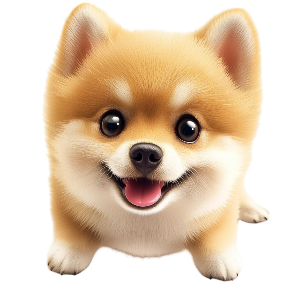 Happy fluffy Pomeranian puppy with a cheerful expression png