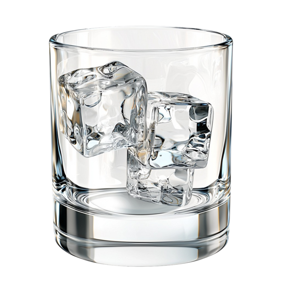glass filled with ice cubes melting into chilled water png
