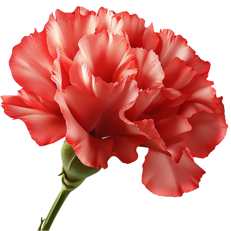 Vibrant red carnation flower with delicate ruffled petals png