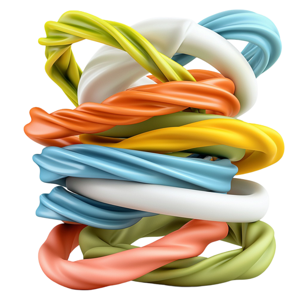 Twisted multicolored cables with a complex and tangled pattern png