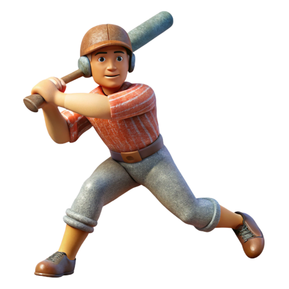 vibrant rustic Baseball Player Swinging Bat Action Shot Isolated exclusive png