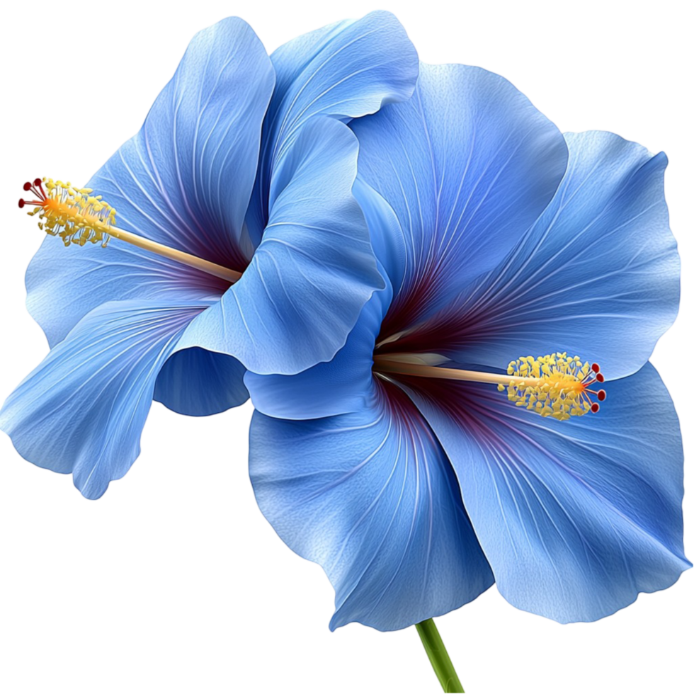Vibrant blue hibiscus flower with delicate petals and intricate details png